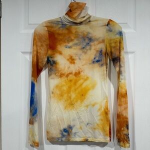 Aritzia LeFou Noelle Turtleneck Tie Dye-XS-Stretch Poly Blend Feels Silky